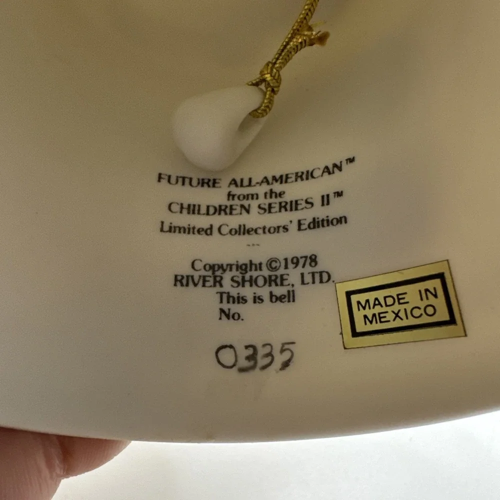 Norman Rockwell bell porcelain figurine river shore future all american football